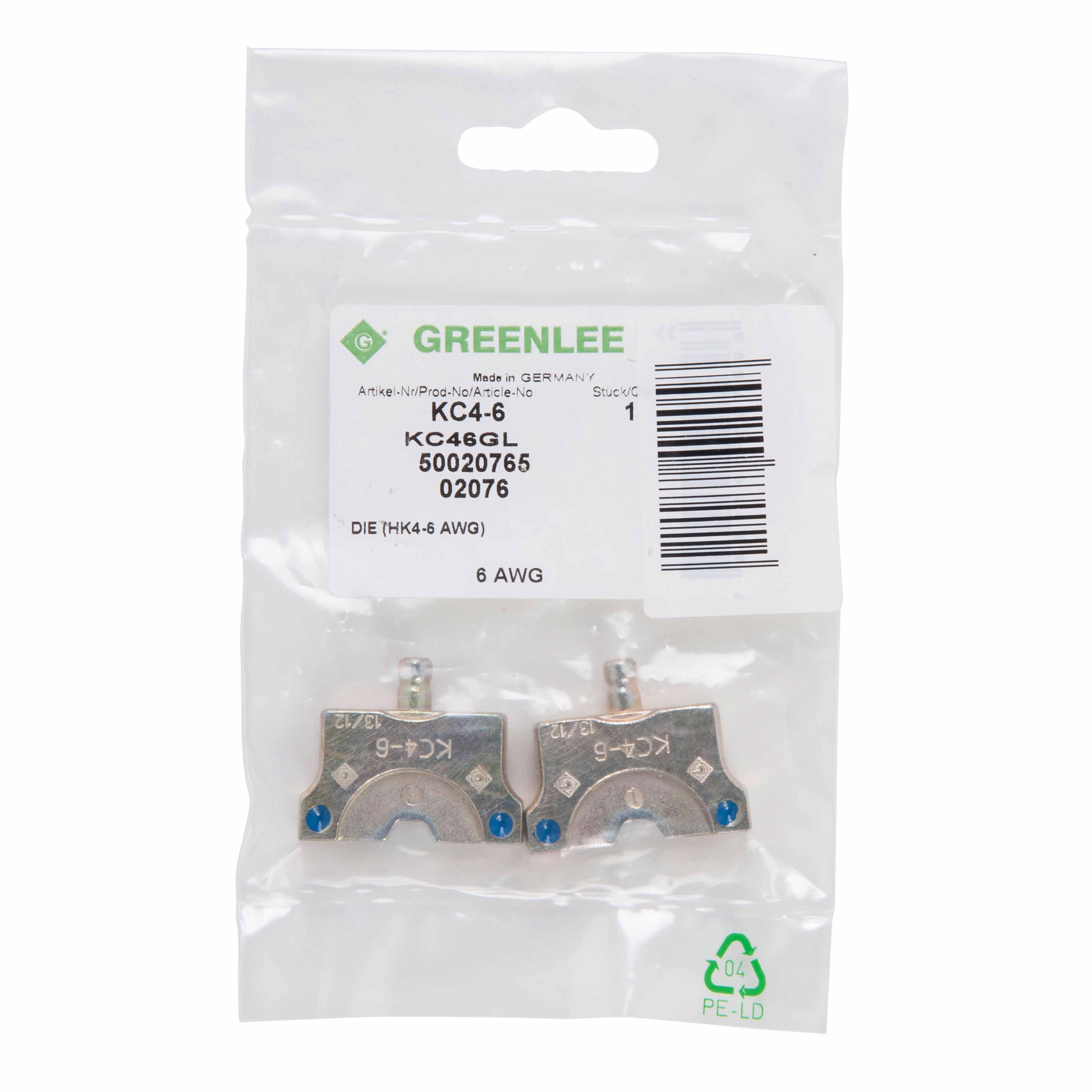 Greenlee KC4-6 DIE SET,#6 CU AWG - 2